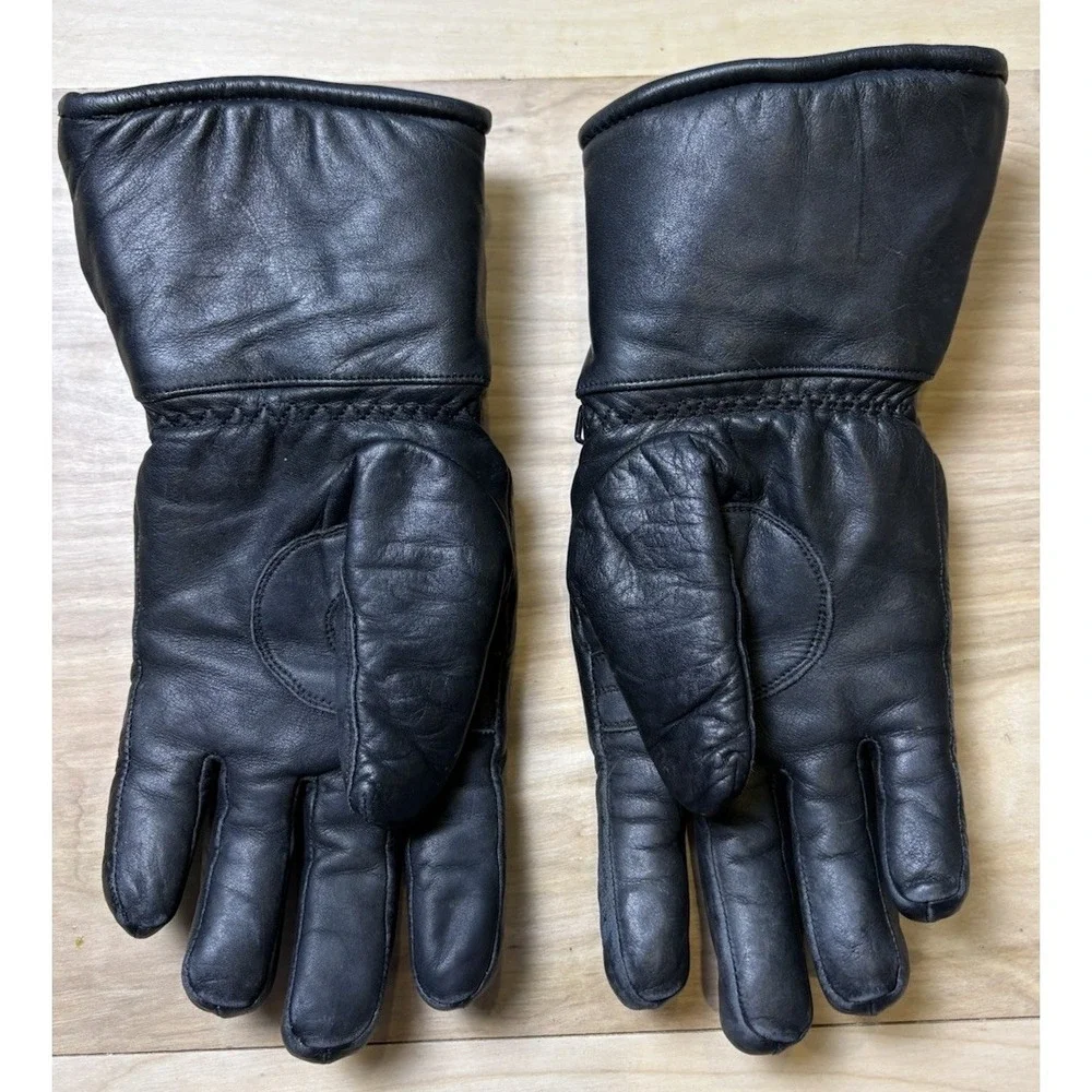 Harley Davidson Leather Motorcycle Gloves Black‎ Gauntlet Biker Moto Size XS